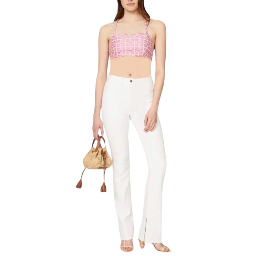 Alexis Marselle Geometric Jacquard Crop Top Size M Adjustable Straps Barbiecore